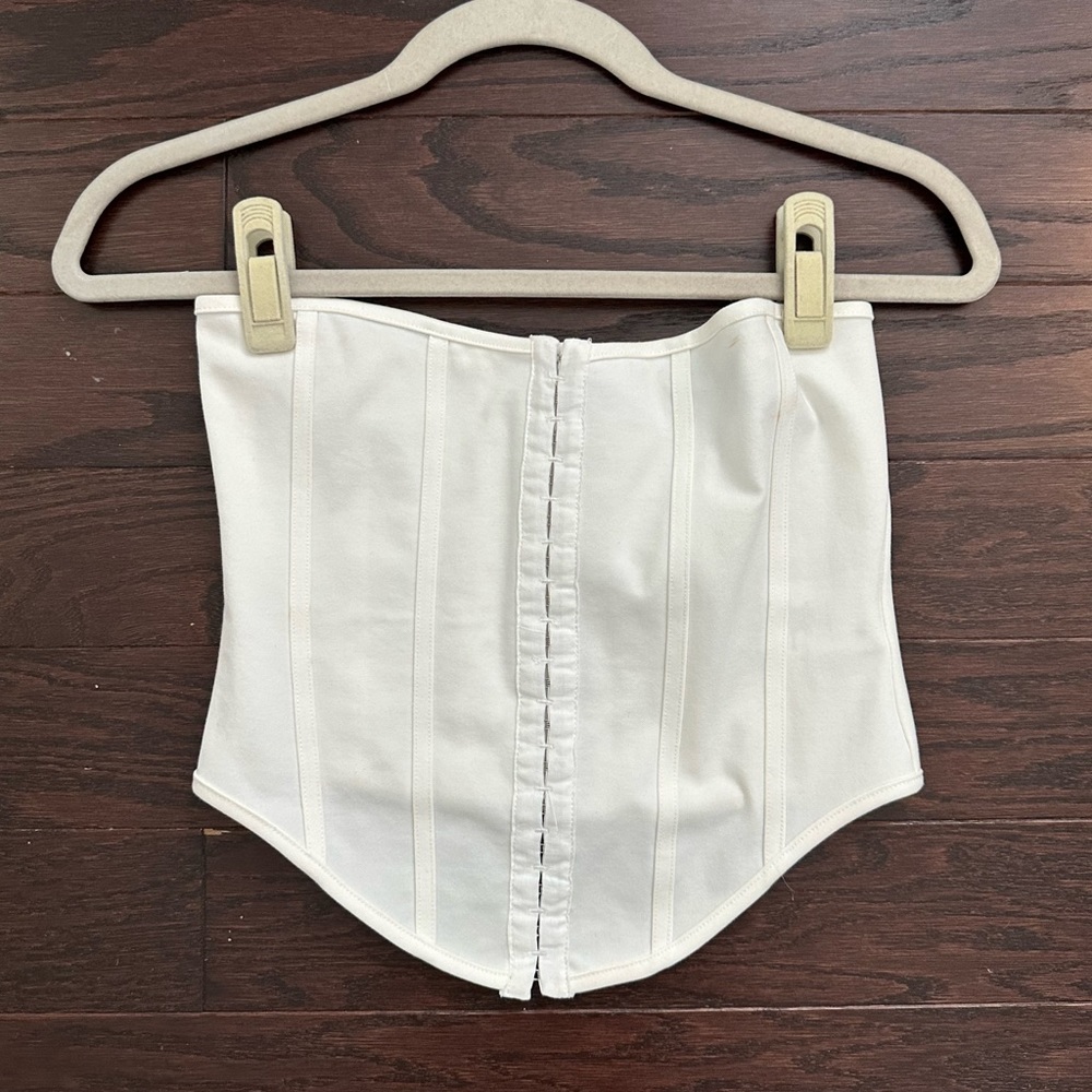 white fox corset/ bustier